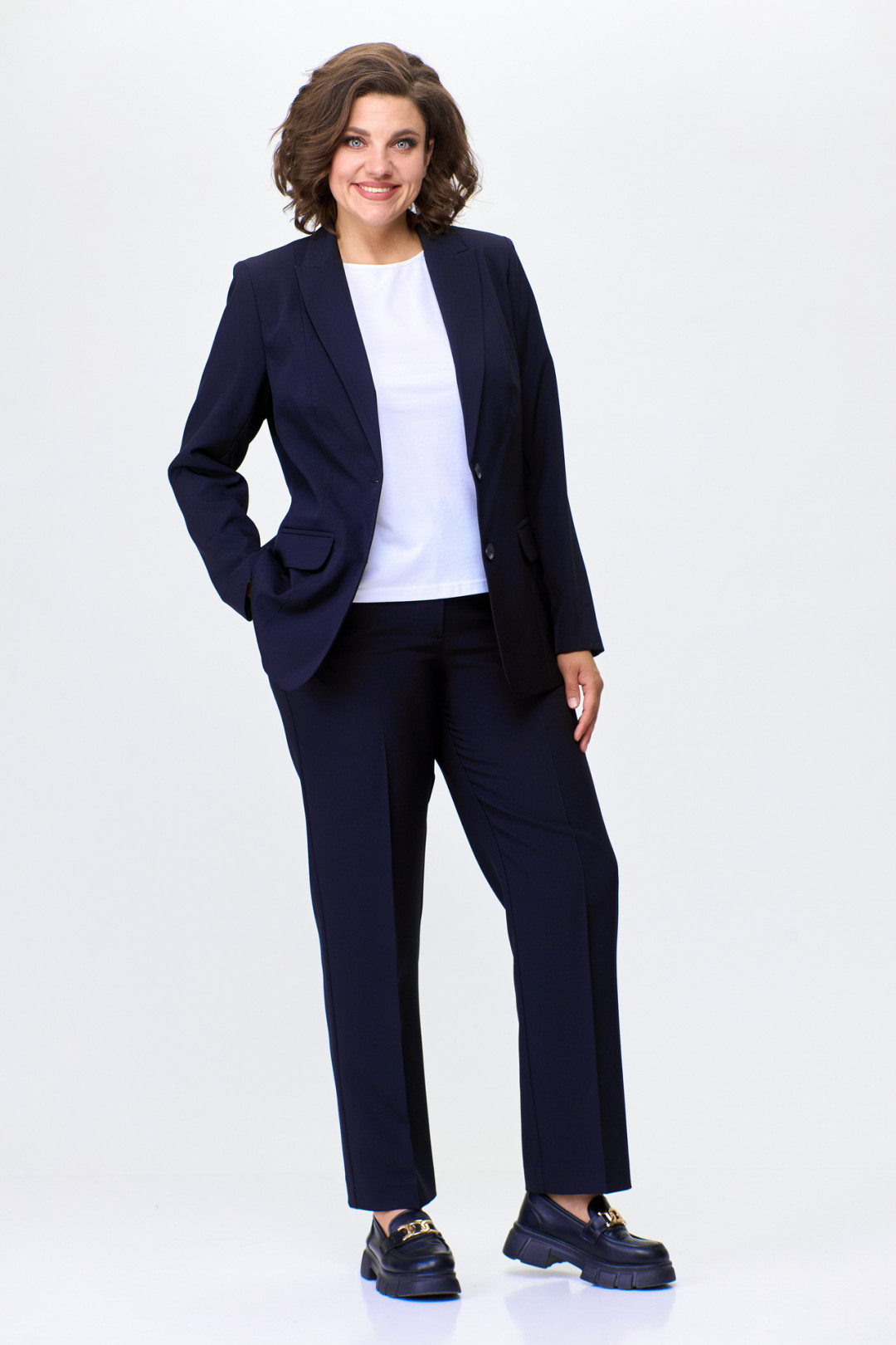 Костюм БелЭльСтиль 203+596 темно-синий однотон - фото 4